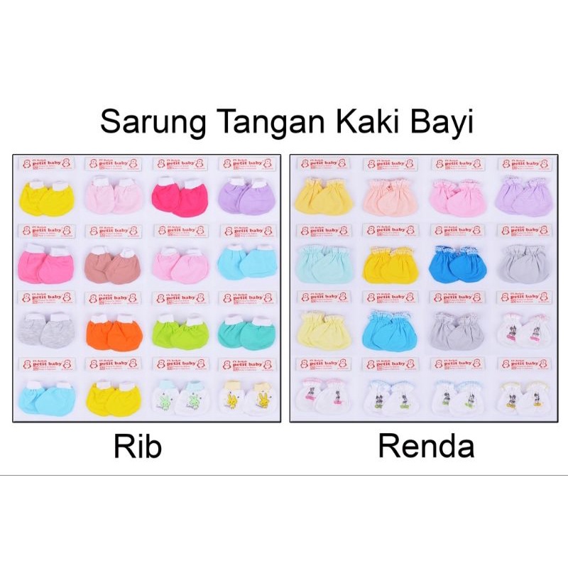 SARUNG TANGAN &amp; KAKI BABY /pasang  RIB 1,900