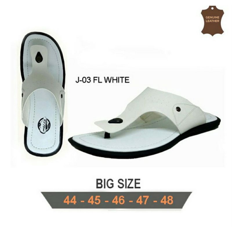 Sandal Jepit Pria BIG SIZE 44-45-46-47 Sandal Kasual Size BESAR JUMBO TURIS BULE Capit White,44