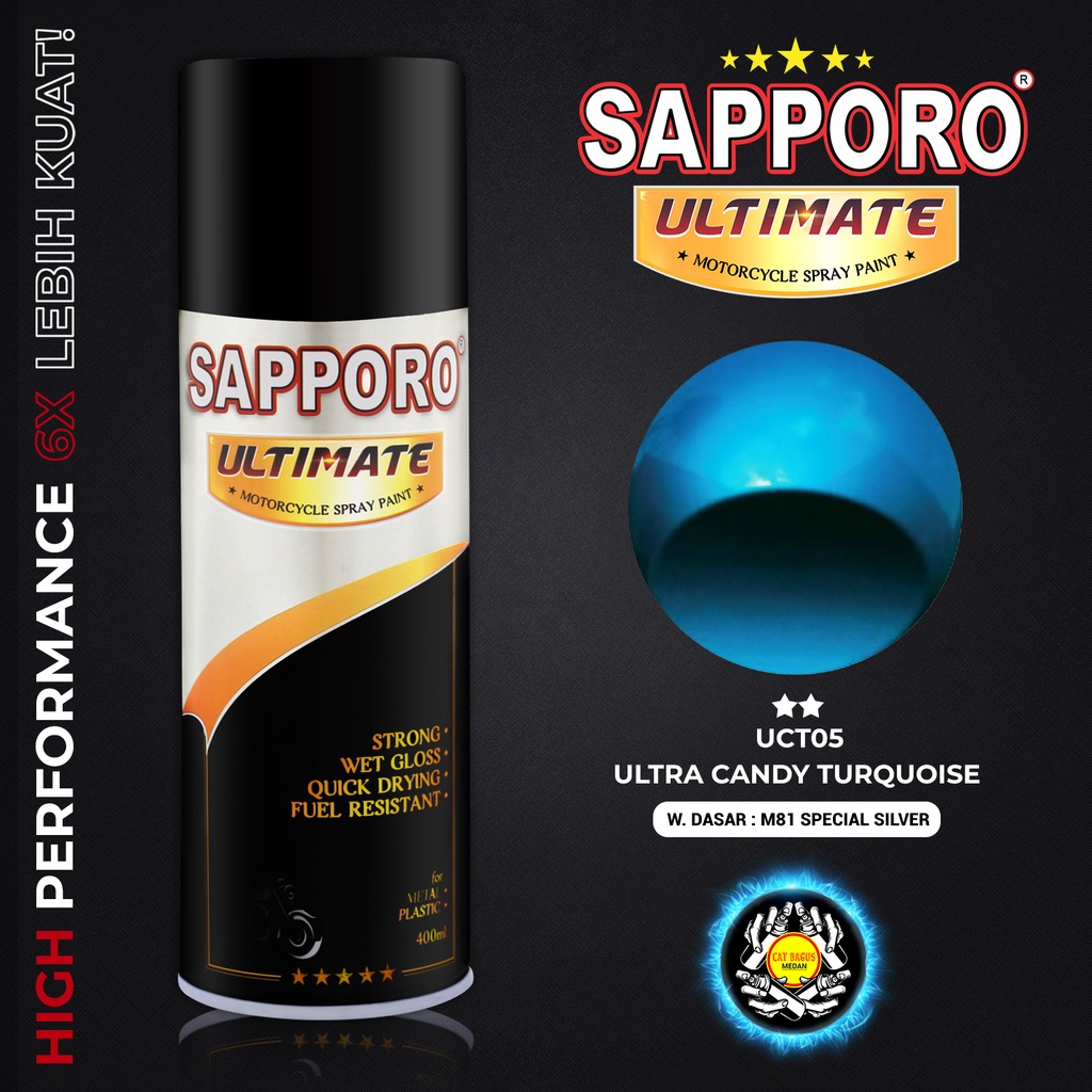 SAPPORO ULTIMATE UCT05 ULTRA CANDY TURQUOISE CAT SEMPROT 400 ML CAT MOTOR AEROSOL PYLOX CANDYTONE BI