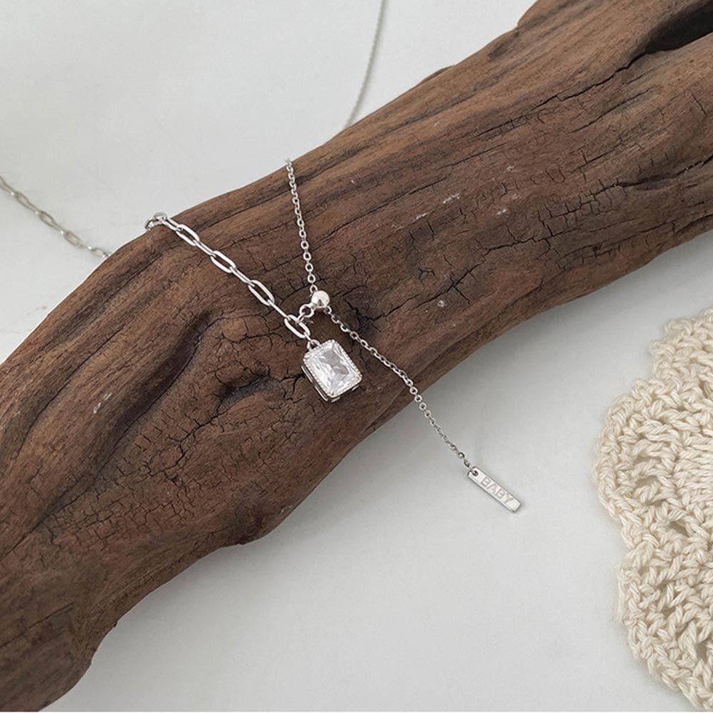 Agustina Kalung Rantai Korea Dapat Disesuaikan Vintage Pesta Untuk Perempuan Elegan Zirkon Perhiasan Leher