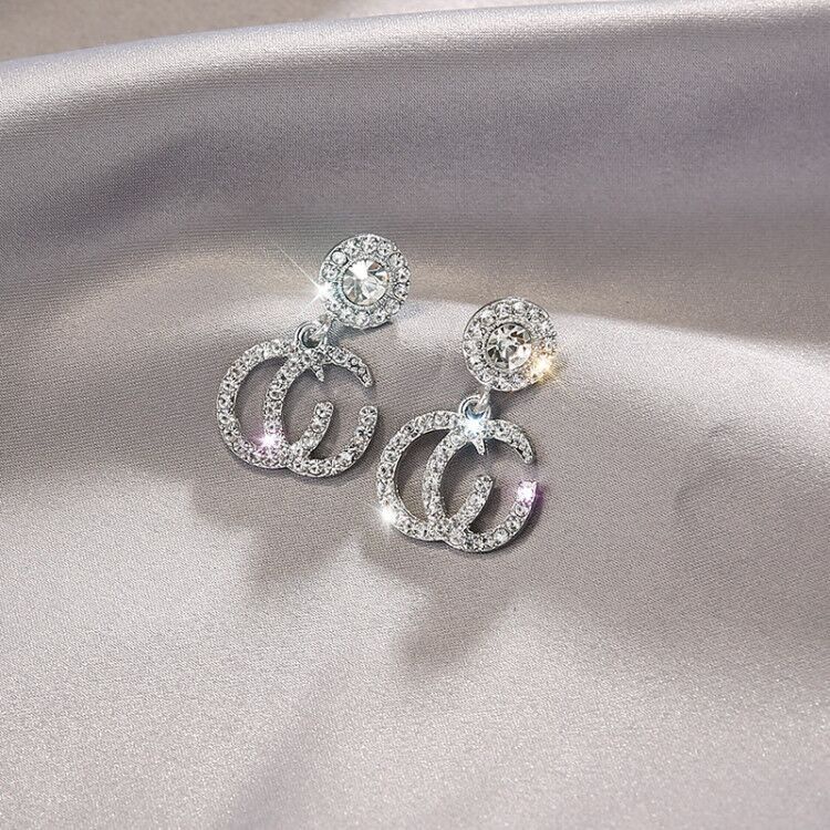 HBS 034 Anting Wanita Tusuk Bentuk Bulat Hias Kristal Women Earrings Korea Aksesoris Fashion 034 - A