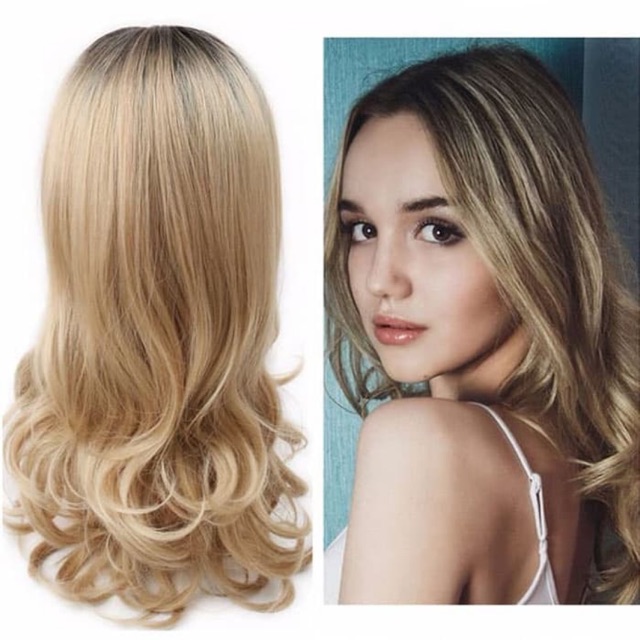 Hair Wig / Rambut Palsu Panjang Curly Blonde Ombre