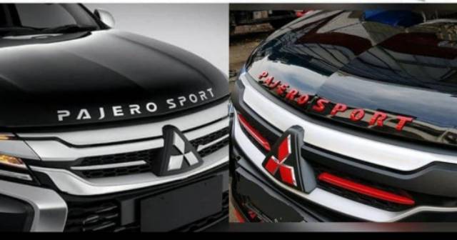 Emblem Sticker Logo Stiker Tempelan Tulisan Kap Mesin PAJERO SPORT Merah Red