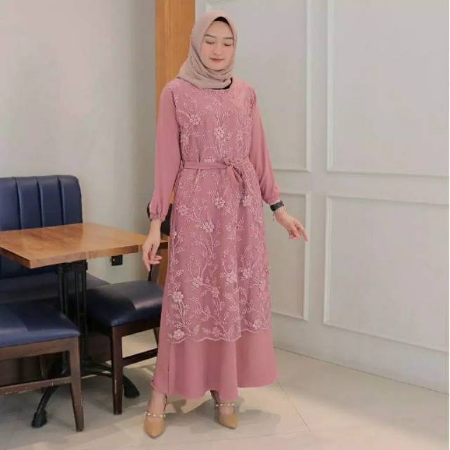 Gamis pesta renda tile kebaya modern brukat tile REALPICT Gamis Wisuda