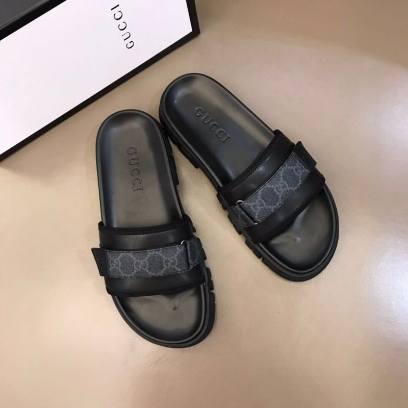 sandal gucci pria slide sendal flat selop cowok gg gc mirror quality slippers hitam