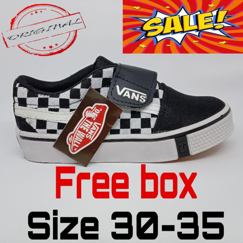 Sepatu anak vans motif catur starps/ on slip simple