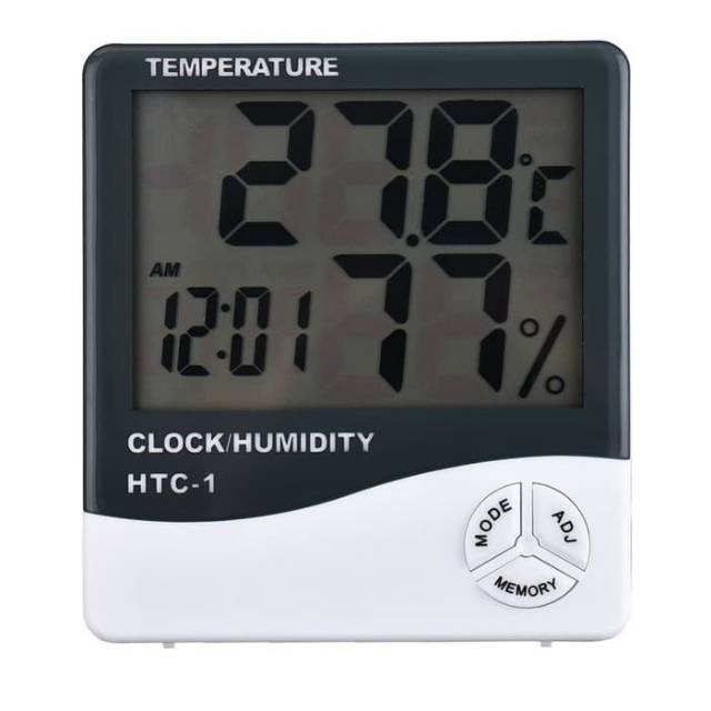 ygrometer + Jam HTC-1 / HTC1 / HTC 1 Alat ukur temperatur+kelembaban