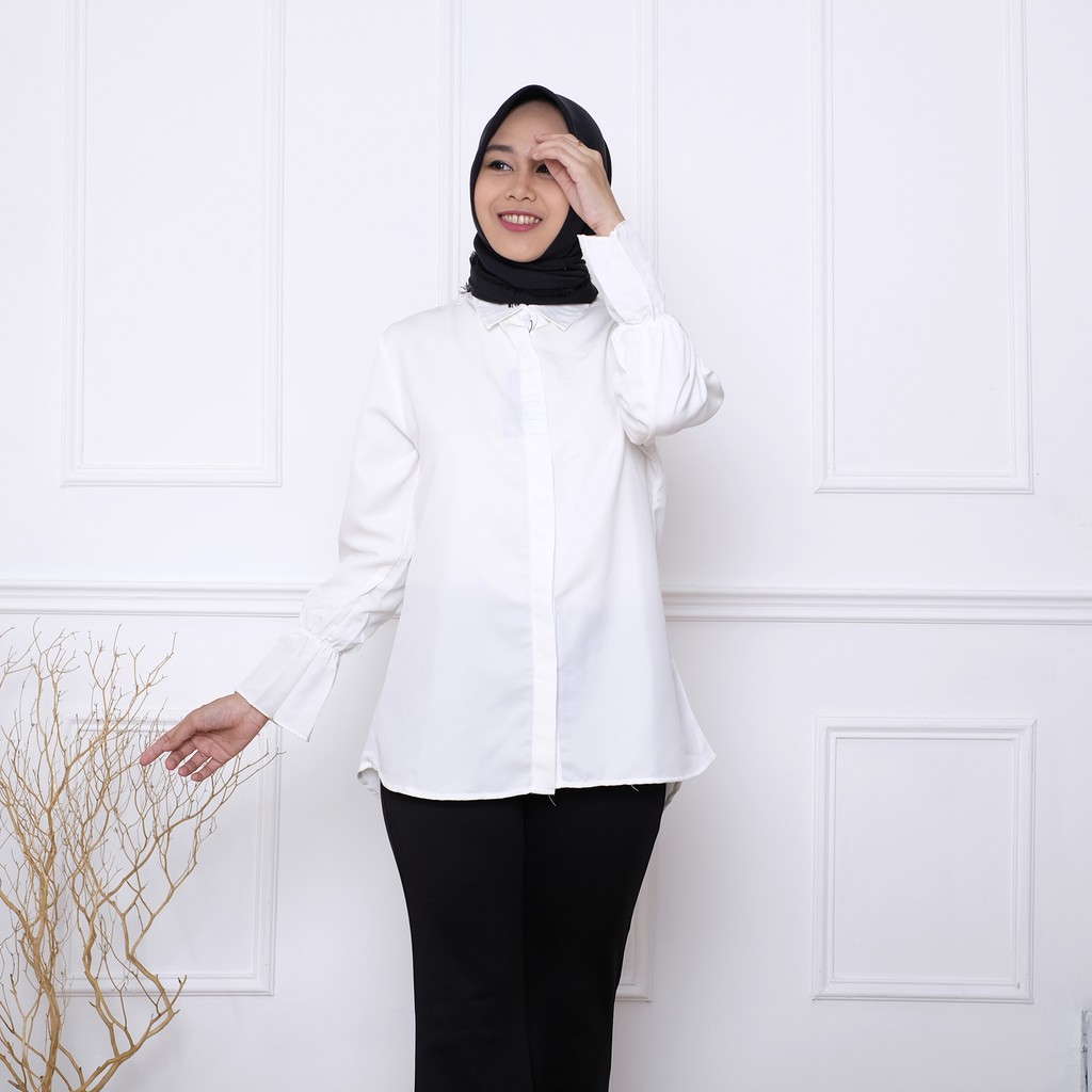 HaymeeStore 263 Kemeja  Putih  Polos Wanita  Baju Kantor 