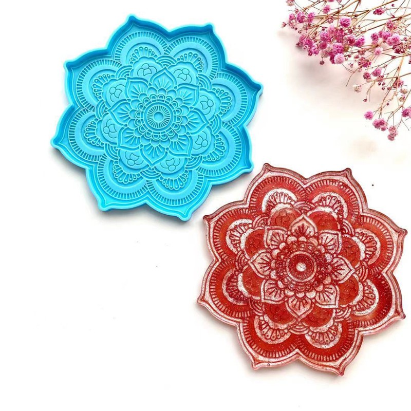 Cetakan Resin Epoksi Bentuk Bunga Mandala Bahan Silikon Untuk Dekorasi Rumah