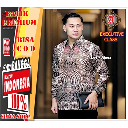 W013 Baju Batik Pria  Kemeja Undangan Pesta Kerja  Lengan Panjang  Premium Original