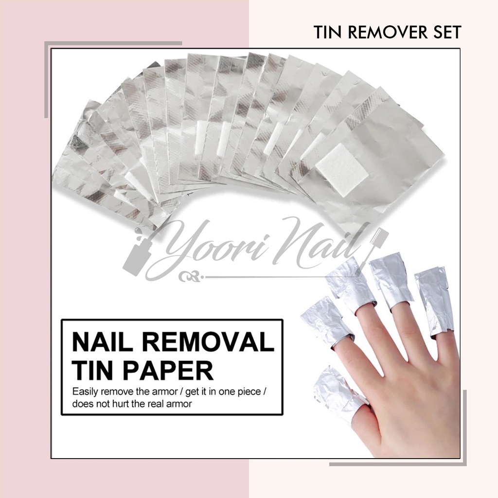 Tin remover set 100pcs nail remove tin paper penghapus kutek / nail polish / gel polish