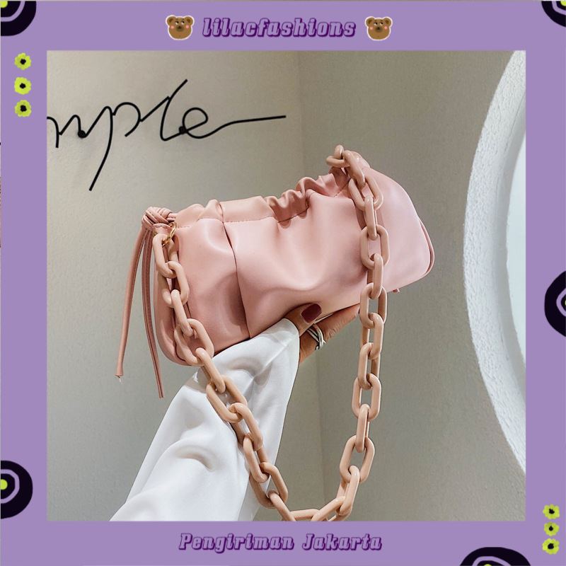 LILACFASHIONS U33159  1KG MUAT 3PCS TAS SERUT SLINGBAG SELEMPANG IMPORT TAS KERUT TALI RANTAI ketek 