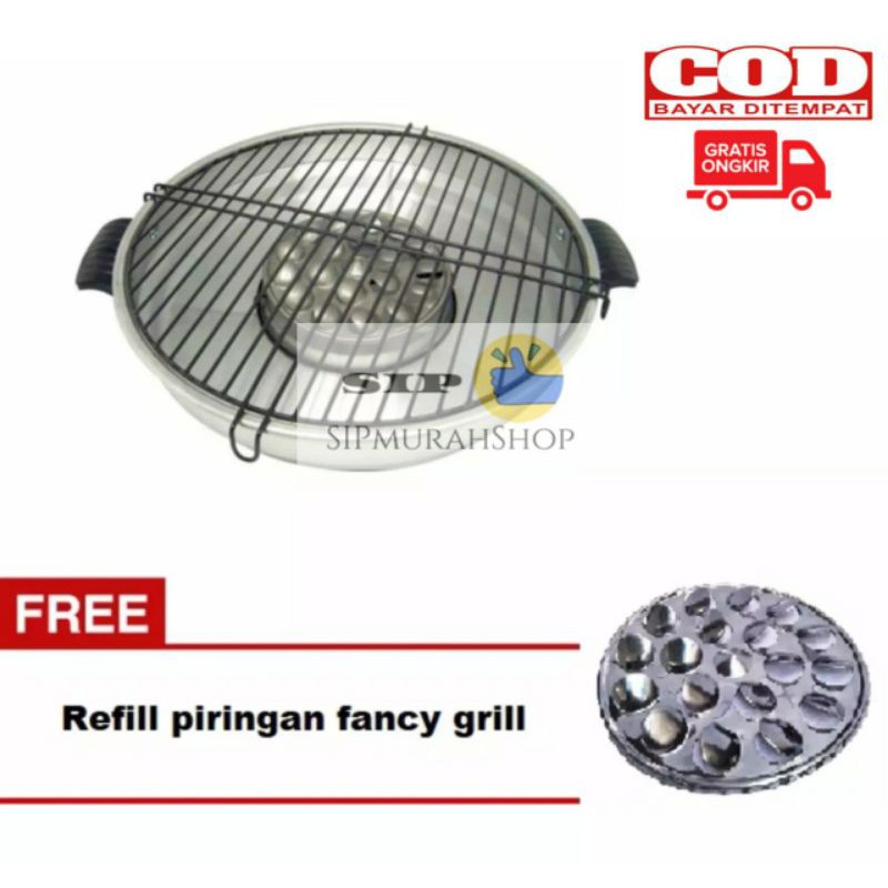 PAKET HEMAT PEMANGGANG PORTABLE PANGGANGAN SERBAGUNA SOSIS DLL ANTI LENGKET/ ROASTER GRILL PEMANGGANG PUTAR 360° Alat Panggang Panggangan Sate Sosis burger / Alat Panggang Roaster Panggangan / Alat Panggang Fancy Grill / Fancy Grill 33 cm