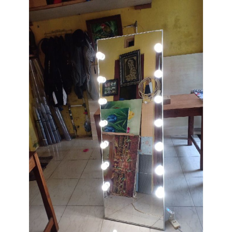 TERMURAH!! vanity miror framles ,kaca cermin standing / gantung 150x50cm + lampu BACA DESKRIPSI !!!