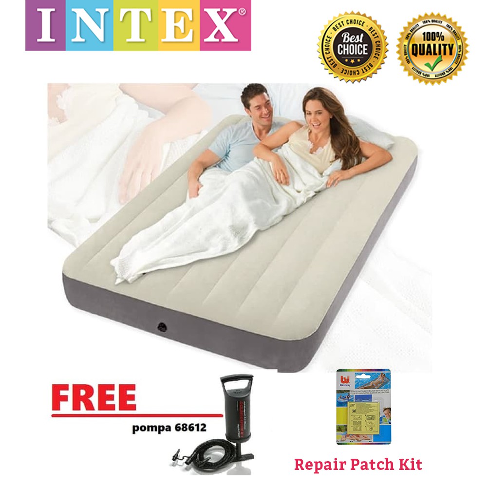 PAKET MURAH Kasur Angin +Pompa +Repail Kit Intex DuraBeam Double 64708