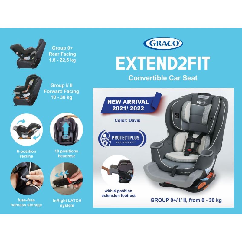 Kursi Mobil Anak Bayi Graco Extend2Fit Extend 2 Fit Convertible Car Seat With Latch ISOFIX Connection