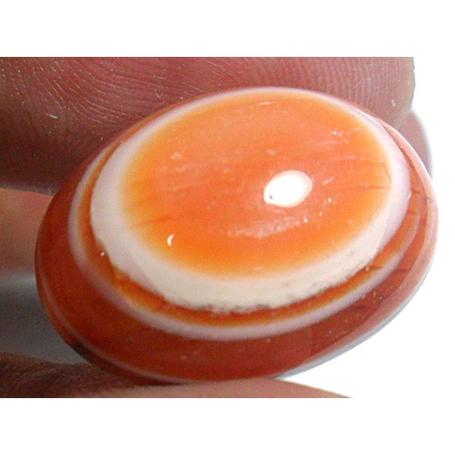 AG116 Oval Cabochon 21.90ct 21x16mm Orange White 'Greek Evil Eye' Picture Agate Natural Lucky Charm