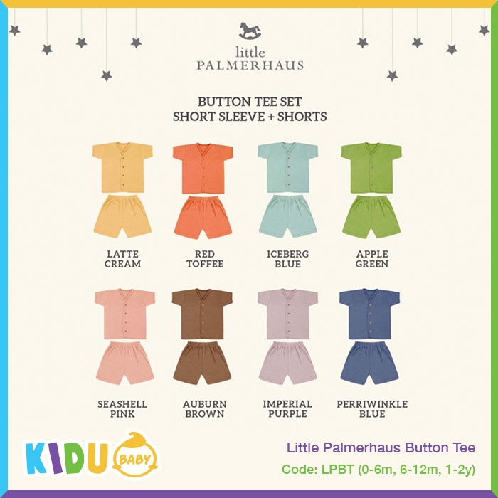 Little Palmerhaus Button Tee Short Baju Bayi Baju Anak Lengan Pendek Celana Pendek Kidu Baby