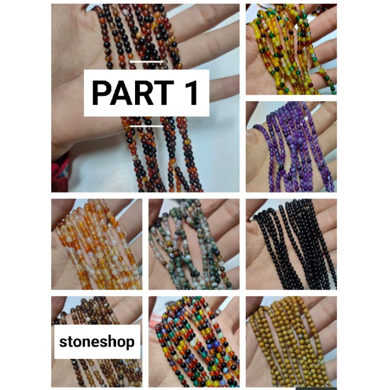 GROSIR BATU ALAM BULAT 4MM ALAMI MEMBUAT GELANG KALUNG PART 1