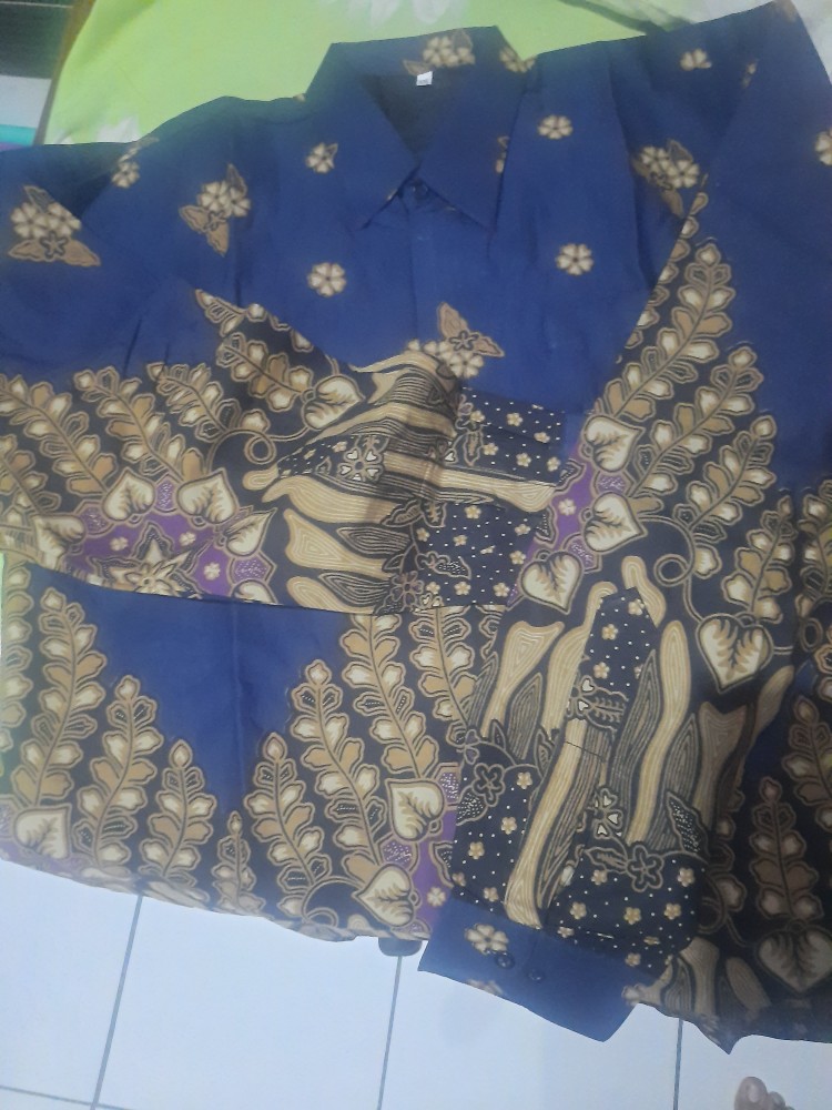 Sasmita Biru Kemeja Batik Pria Full Furing Bahan Katun Halus Primisima