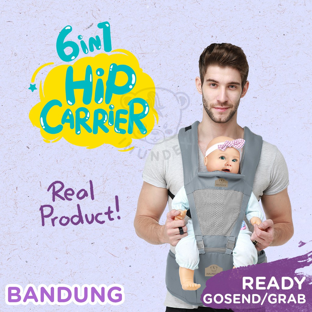 ❤ IMUNDEX ❤ 5-in-1 Premium Gendongan Organik Baby Hip Carrier + Hipseat Baby Carrier + Color Box 96