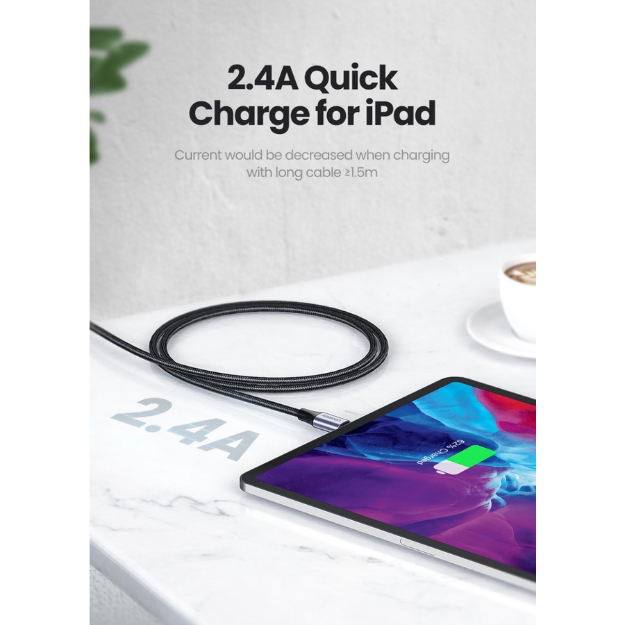 UGREEN Kabel Charger USB iPhone 6 7 8 To Lightning MFI Cable Data Fast Charging 2.4A US199