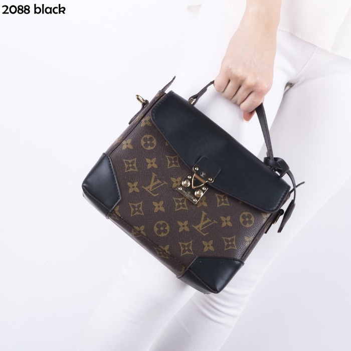Tas Wanita Lv Mono Crossbodybag With Box Branded Premium Emboss Seri - Hitam Stok Terbatas