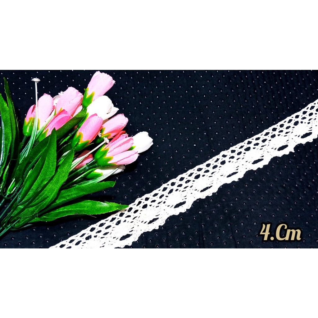 Renda Rajut 4 cm Mukena Gamis Jual Per Roll Isi 100 Yard Khas Tasikmalaya