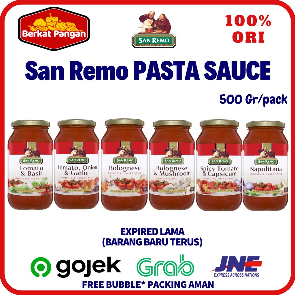 San Remo Pasta Sauce Bolognese Tomato Basil Napolitana 500gr