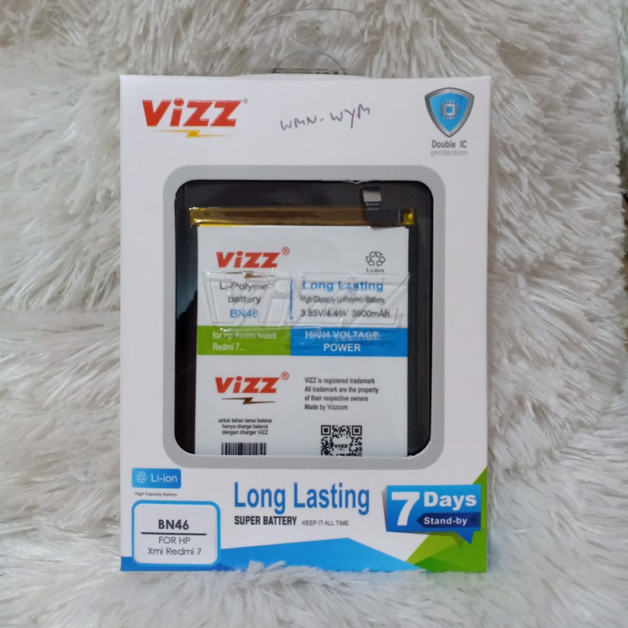 Baterai Vizz Xiaomi Redmi 7 Note 8 BN46 Double Power