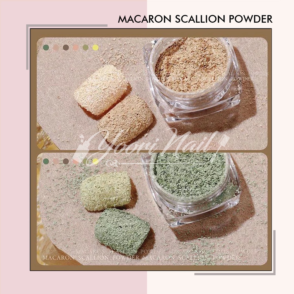 Macaron scallion powder set 6 warna maccaron serbuk dekorasi nail art