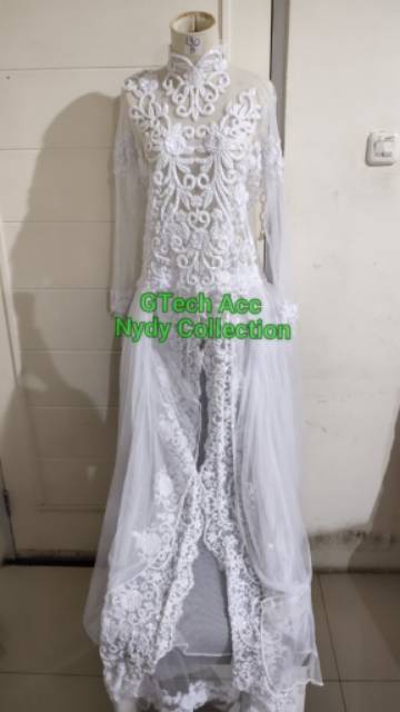 Jumbo Kebaya Akad Putih Double Tille Full Payet Jumbo