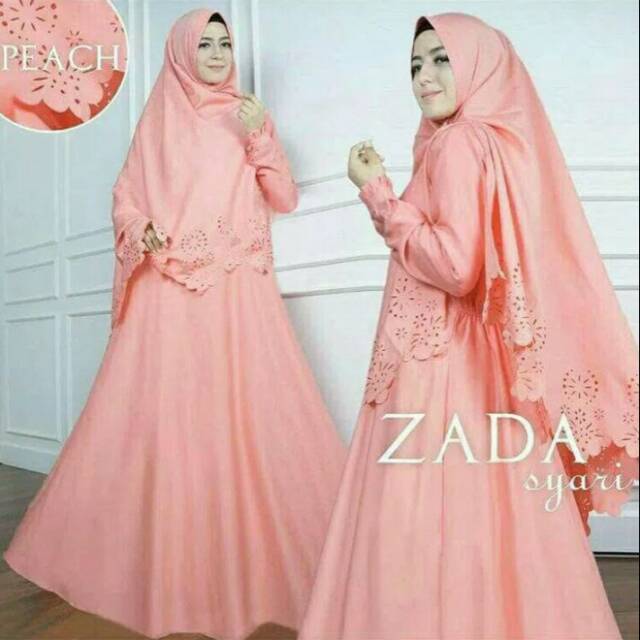 Baju Muslim Gamis Zada Syari Busana Lebaran Polos Warna Orange