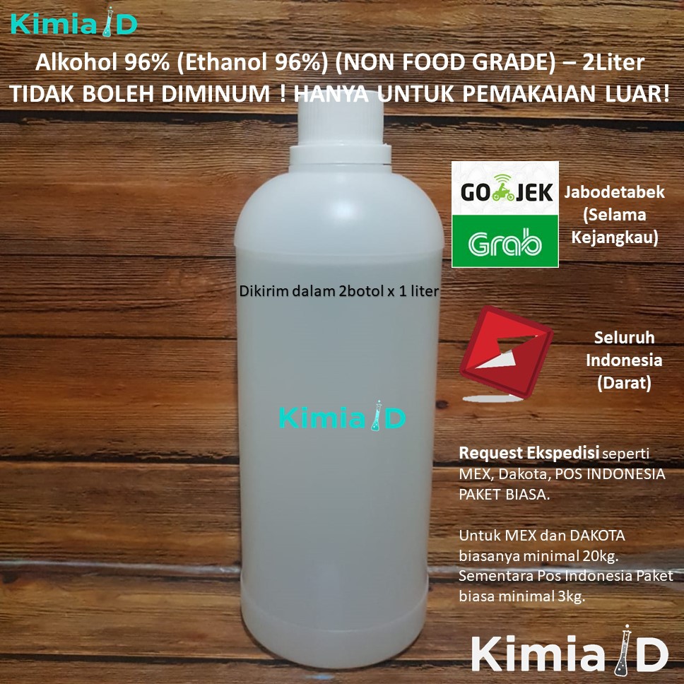 Alkohol 96% 2 Liter - Alcohol 96 Persen - Alkohol Pembersih - Sterilisasi - Obat Luka - Disinfektan