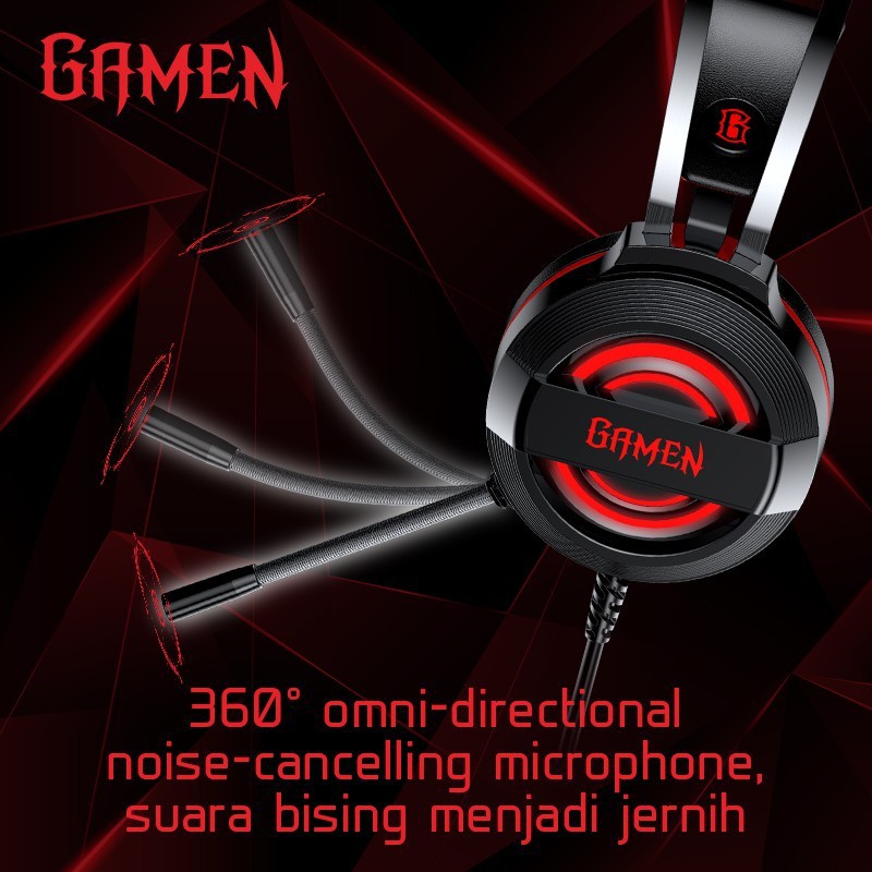 Headset Black GAMEN GH1100 7 Color Breathing Lights Gaming