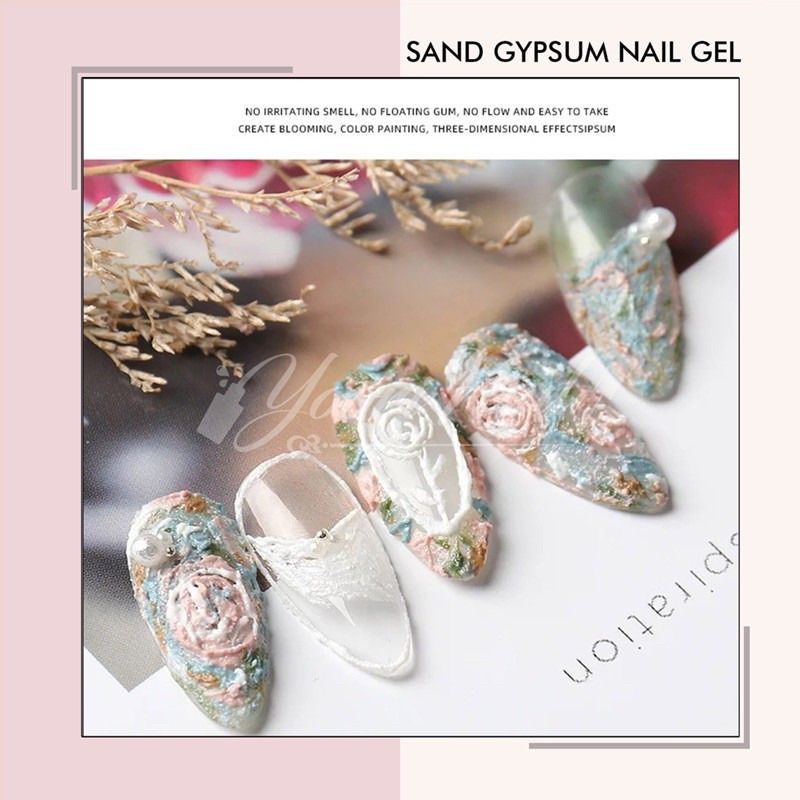 sand gypsum nail gel nail art sculpture flower painting sanding gel nailart