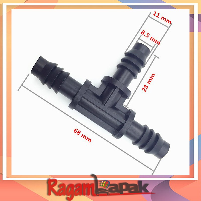Konektor Tee Selang 11 mm untuk Pipa PE 8/11 mm
