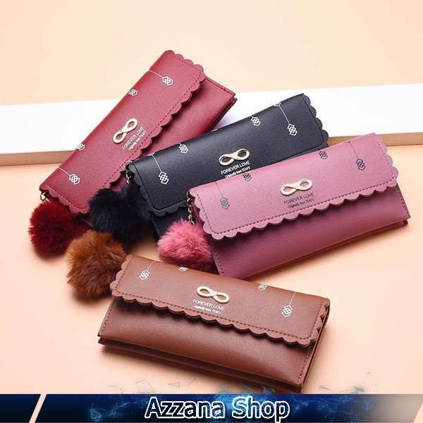 Dompet Panjang Forever Wanita / Dompet Lipat Pompom