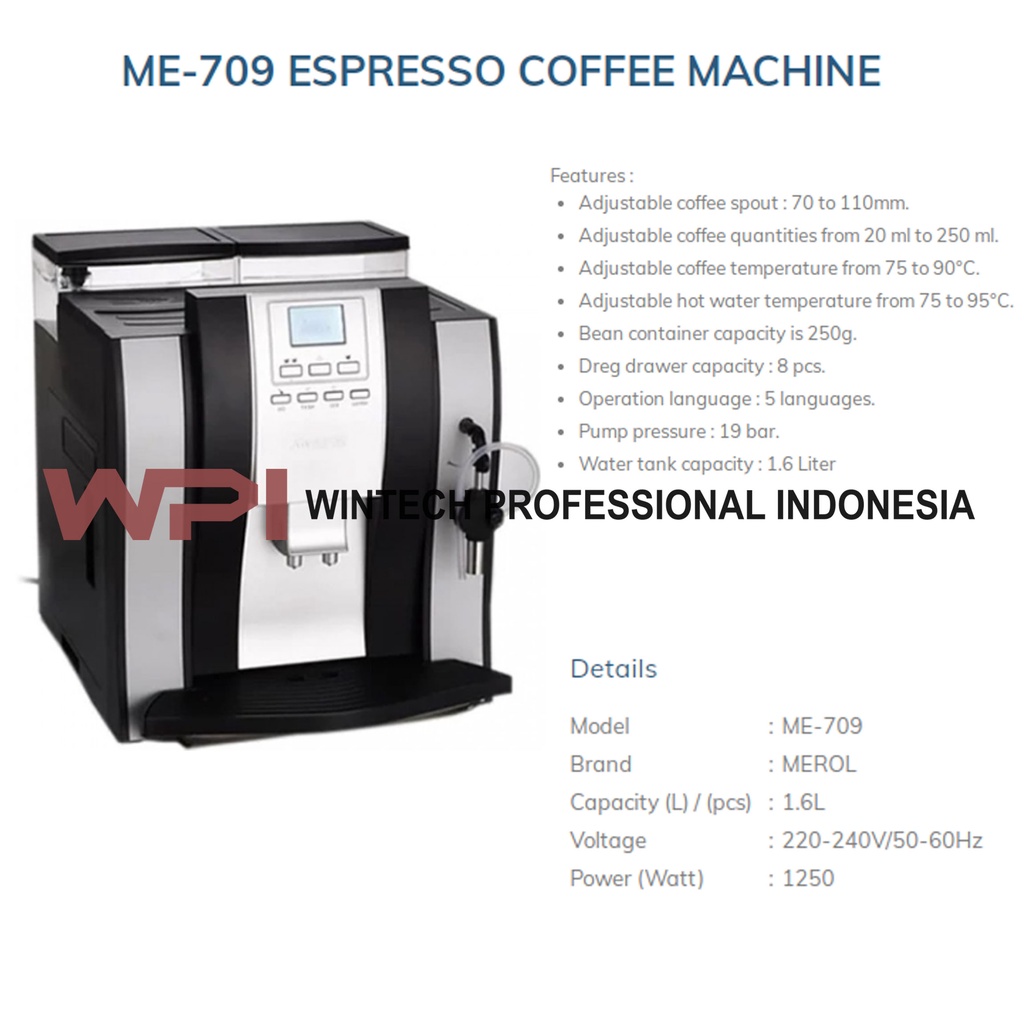 Merol ME-709 Coffee Machine Full Automatic / Mesin Pembuat Kopi