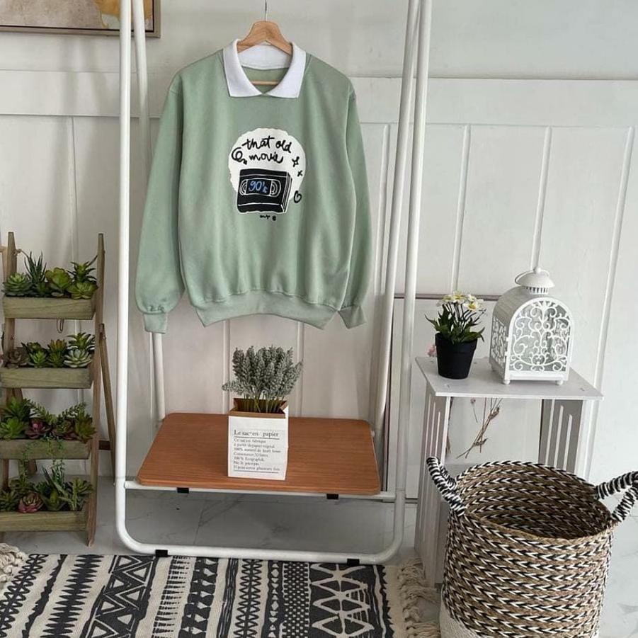 ◊ R.A - OLD MOVIE SWEATER Fashion Outerwear Sweater Basic Wanita Remaja Muslim MATT FLEECE TEBAL Pre