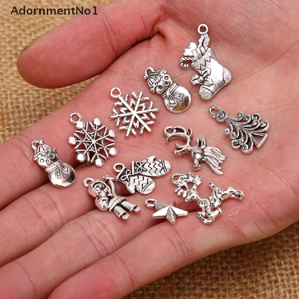 (AdornmentNo1) 19pcs / Set Liontin Silver Tibet Motif Natal Untuk Aksesoris Perhiasan Charms