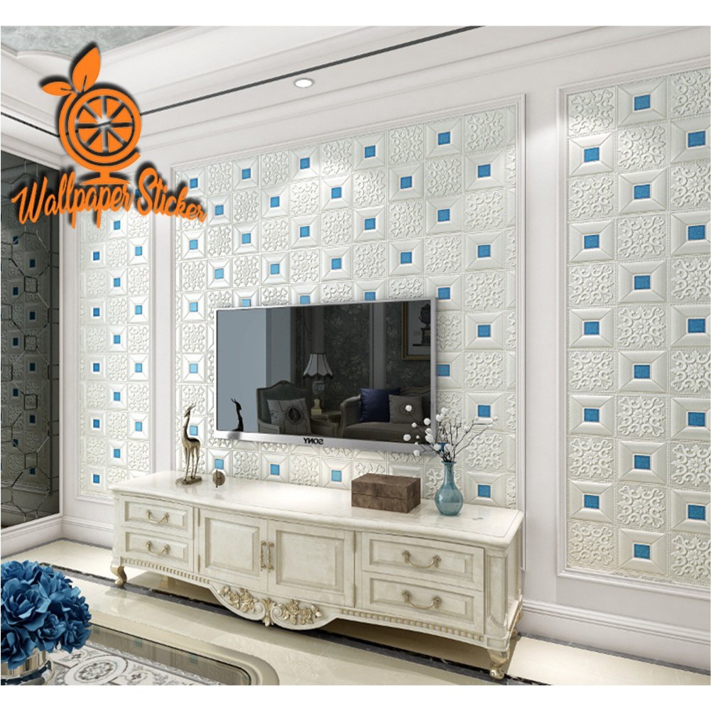 Wallpaper dinding 3D Wallpaper Foam Wallpaper timbul Motif Batik Brickfoam 70Cmx70Cm Wallsticker