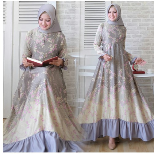 PROMO TERBARU | gamis syari jumbo GAMIS JUMBO WANITA XL LD 110 PB 140 BERMOTIF bunga indah DRESS BIG