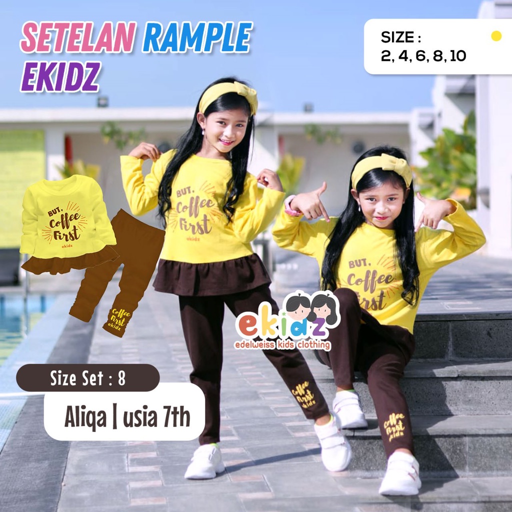 READY STOCK/SETELAN PANJANG RAMPLE/BAJU TIDUR ANAK PEREMPUAN/GROSIR KAOS ANAK MEDAN/EKIDZ MEDAN