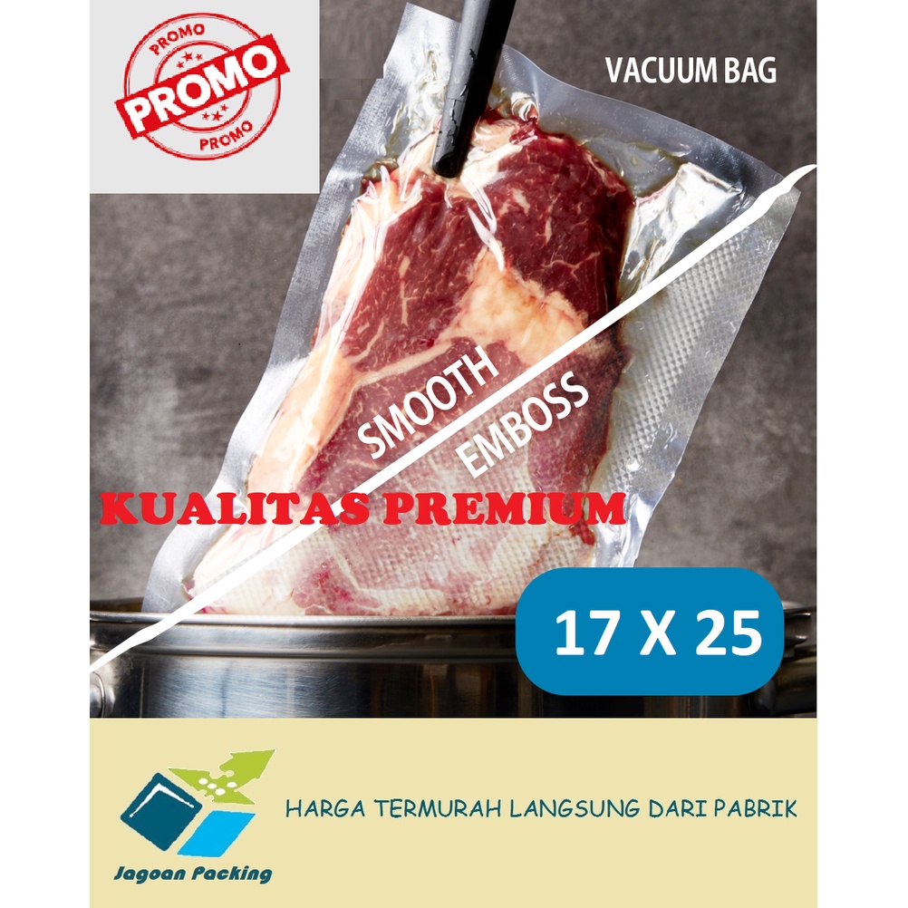 PLASTIK VACUUM VACUM VAKUM MAKANAN EMBOSS/ POLOS PREMIUM &amp; KUALITAS MANTAB 17 CM X 25 CM