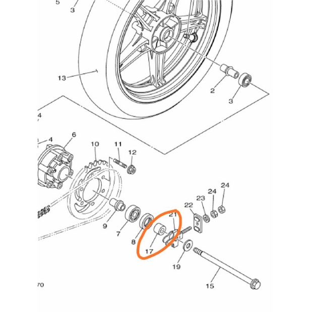 collar sprocket bosh belakang kiri kanan sama R25 MT25 Xabre Vixion NVL 1PA-F5386-00 asli ori Yamaha-1