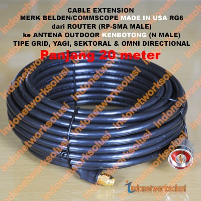 KENBOTONG CABEL KABEL COAX EXTENSION untuk ANTENA GRID SEKTORAL YAGI OMNI (20m)