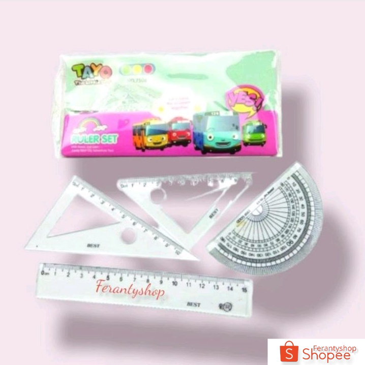 Hot item Ruler Set / Penggaris Set Isi 4 Pcs tayo