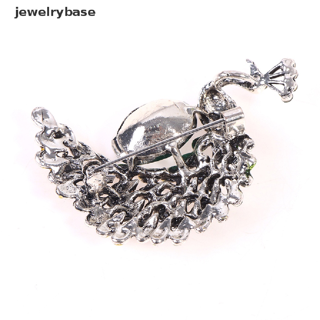 1 Pc Bros Bentuk Merak Aksen Berlian Imitasi Warna Hijau Untuk Wanita