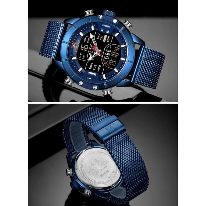 JAM TANGAN PRIA NAVIFORCE 9153M RANTAI DUAL TIME ORIGINAL ANTI AIR